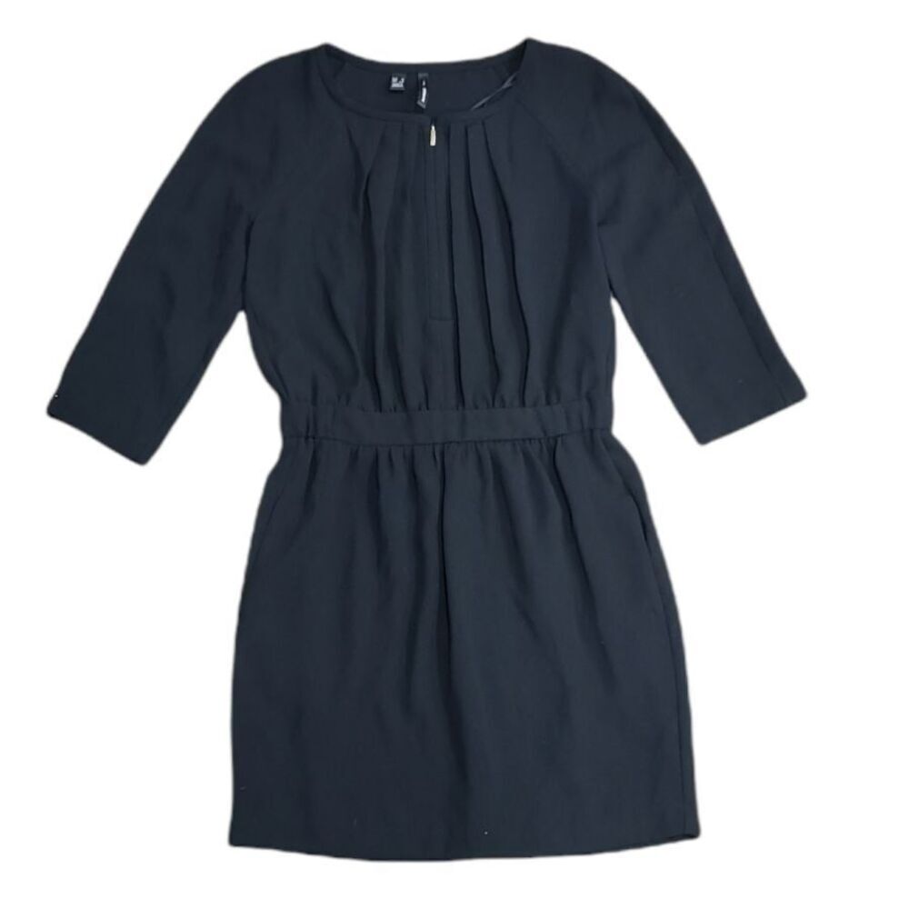 Mango Suit Black Mini Zip Pleat Dress XS
